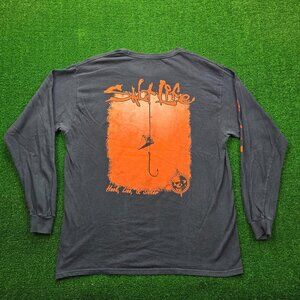 Salt Life Tshirt Mens Large Black Long Sleeve Outdoor Fishing Hook‎ Line Sinker